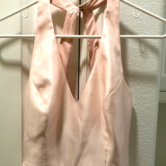 Alfred Sung Blush Halter Satin Trumpet Gown - Picture 9 of 11